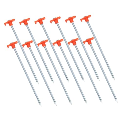 BRIGHTFUFU 16 Stück Teiliges Schwere Zeltheringe aus Verstärktem Stahl Extra Lang und Robust für Harte Böden Sand und Strand Windfeste Erdankernägel für Outdoor Camping Zelt Markise und von BRIGHTFUFU