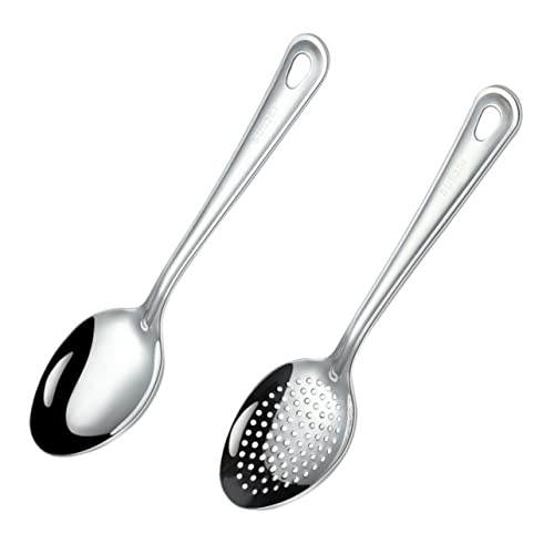 BRIGHTFUFU Speiselöffel Zum Kochen – Schlitzlöffel-set Mit Griff Tragbare Servierutensilien Aus Edelstahl von BRIGHTFUFU