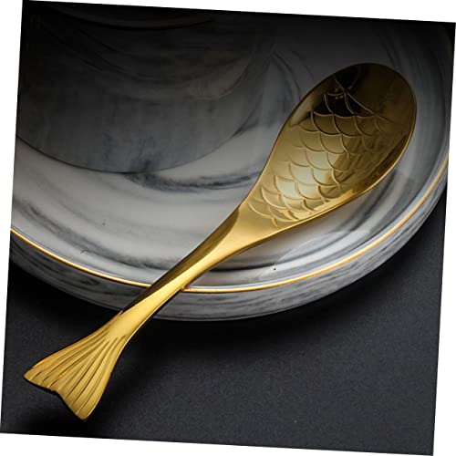 BRIGHTFUFU 2 Stück Teiliges Edelstahl Kaffeelöffel Fischform Klein Ergonomisch Leicht Tragbar Für Kaffee Dessert Kuchen Rühren von BRIGHTFUFU