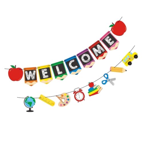 BRIGHTFUFU 2 Stück Willkommensbanner Schulanfang Dekorative Partygirlande mit Buchstaben Farbenfrohe Schuldekoration für Klassenzimmer Türen Fenster und Wände zur Einschulungsfeier BRIGHTFUFU 2 Stück Willkommensbanner Schulanfang Dekorative Partygirlande mit Buchstaben Farbenfrohe Schuldekoration für Klassenzimmer Türen Fenster und Wände zur Einschulungsfeier von BRIGHTFUFU