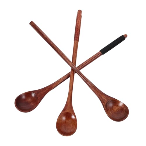 BRIGHTFUFU 3 Stück Teiliges Holzlöffel mit Langem Griff Natürliche Holzkaffeelöffel für Tee Honig und Milch Praktisch zum Rühren Heißer Getränke Langlebig und Sicher für Wiederverwendbar von BRIGHTFUFU