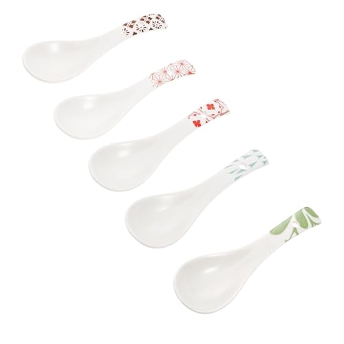 BRIGHTFUFU 5 Stück Teiliges Keramik suppelöffel Glatte Oberfläche Komfortabel und Langlebig Vielseitig für Suppe und Brei Stilvolle Porzellan löffel für Haushalt und Restaurant Leicht zu von BRIGHTFUFU