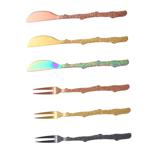 BRIGHTFUFU 6 Stück Sortierte Obstgabeln Dessertgabeln Aus Edelstahl Mit Zwei Zinken Dessertgabeln Für Kuchen Obst Keine Fingerabdrücke Party- Und Hochzeitsgadget von BRIGHTFUFU