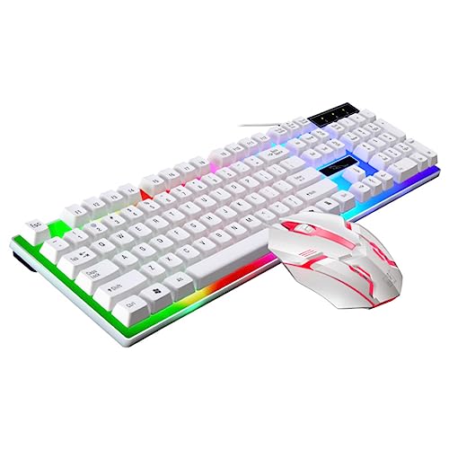BRIGHTFUFU Tastaturmaus-Set Mit USB-Maus Und Computertastatur Kabelgebundenes Gaming-zubehör Mit Buntem Led-licht Und Abflusslosgem Tasten-Design von BRIGHTFUFU