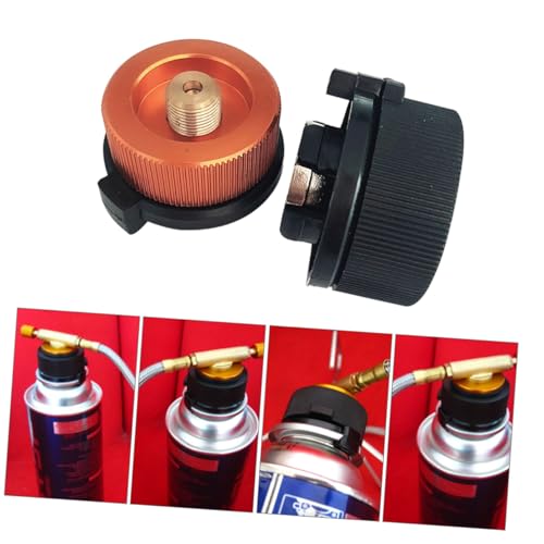 BRIGHTFUFU Gasofen Adapter Split Anschluss für Campingkocher Stabiles Umrüstset für Gerade und Flache Gaskartuschen Einfache Installation kein Gasleck Farben Zufällig Zufällige Farbe von BRIGHTFUFU