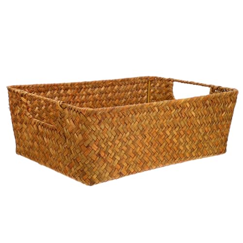 BRIGHTFUFU Geflochtener Aufbewahrungskorb mit Henkel Vielseitiger Desktop Korb für Brot Obst und Küchenutensilien Naturmaterialien Stabile Basis und Dekoratives Design für Zuhause Büro und von BRIGHTFUFU