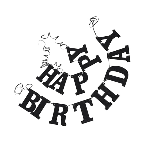 BRIGHTFUFU Happy Birthday Banner Schwarz mit Goldfolie Wiederverwendbare Kindergeburtstags dekoration Cartoon fischschwanz Wimpelkette für Innen und Außen Festliche Party Girlande BRIGHTFUFU Happy Birthday Banner Schwarz mit Goldfolie Wiederverwendbare Kindergeburtstags dekoration Cartoon fischschwanz Wimpelkette für Innen und Außen Festliche Party Girlande von BRIGHTFUFU