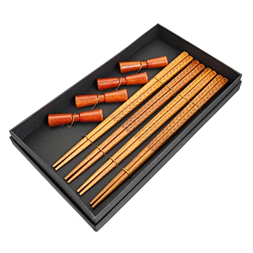 BRIGHTFUFU Holzessstäbchen mit Halter Wiederverwendbare Essstäbchen für Zuhause Reisen und Camping Praktischem Aufbewahrungskasten von BRIGHTFUFU