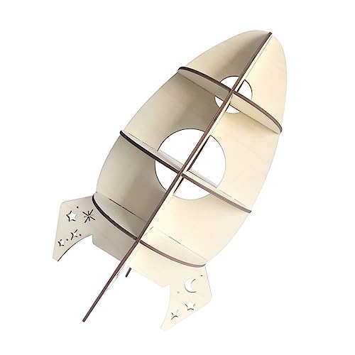 BRIGHTFUFU Rocket Shape Holzregal Für Kinderzimmer Stabiler Aufbewahrungsschrank Für Heimdekoration Und Raumgestaltung Für Spielzeug Und Deko von BRIGHTFUFU