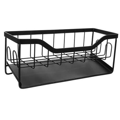 BRIGHTFUFU Küchenablage Schwammhalter mit Abtropfgestell Organizer für Spüle Spültuchhalter Spülbecken Geschirrhandtuchhalter Schwarz Langlebig Praktisch von BRIGHTFUFU
