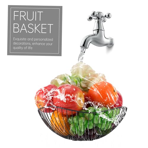BRIGHTFUFU Metallkorb für Obst Gemüse Snacks Nordic Stil Drahtkorb mit Abflussfunktion Kleiner Schwarzer Draht Aufbewahrungskorb für Küche Wohnzimmer Multifunktionaler Snack Frischkorb BRIGHTFUFU Metallkorb für Obst Gemüse Snacks Nordic Stil Drahtkorb mit Abflussfunktion Kleiner Schwarzer Draht Aufbewahrungskorb für Küche Wohnzimmer Multifunktionaler Snack Frischkorb von BRIGHTFUFU