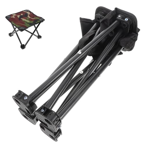BRIGHTFUFU Tragbarer Faltbarer Campinghocker Camouflage Muster Leichter Kompakter Outdoor Fußhocker für Angeln Wandern Gartenarbeit und Strand Vielseitiger Mini Sitz ohne Aufbewahrungstasche von BRIGHTFUFU