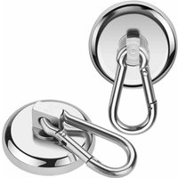 Magnethaken, superstarker Neodym-Magnet mit abnehmbarem Karabinerhaken, robuste Magnethaken für Küche, Handtasche, Büro, Grill, 2er-Pack von BRILLER