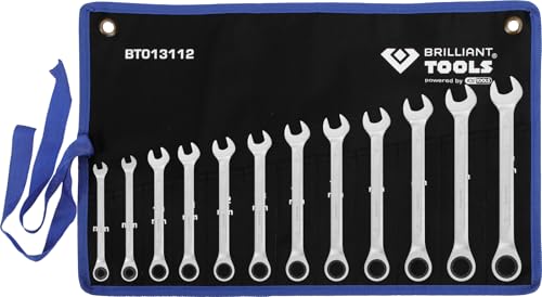 BRILLIANT TOOLS BT013112 Ratschenringschlüssel-Satz, 12-tlg, 8 - 19 mm [Powered by KS TOOLS] von BRILLIANT TOOLS
