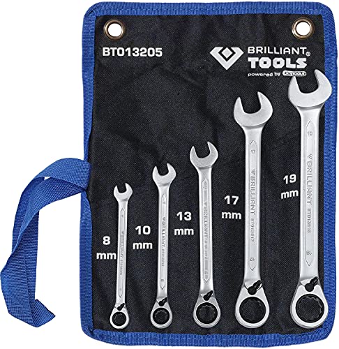 BRILLIANT TOOLS BT013205 Ratschenringschlüssel-Satz, 5-tlg, umschaltbar, 8 - 19 mm [Powered by KS TOOLS] von BRILLIANT TOOLS