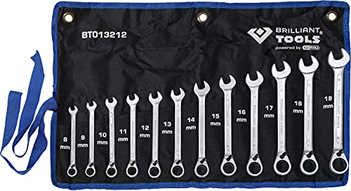 BRILLIANT TOOLS BT013212 Ratschenringschlüssel-Satz, 12-tlg, umschaltbar, 8 - 19 mm [Powered by KS TOOLS] von BRILLIANT TOOLS