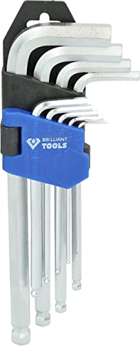 BRILLIANT TOOLS BT045009 Winkelstiftschlüssel-Satz, 9-tlg, Innensechskant-Profil, kurz [Powered by KS TOOLS] von BRILLIANT TOOLS