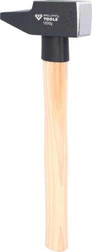 BRILLIANT TOOLS BT077100 Schlosserhammer mit Hickory-Stiel, 1000 g, französische Form [Powered by KS TOOLS] von BRILLIANT TOOLS