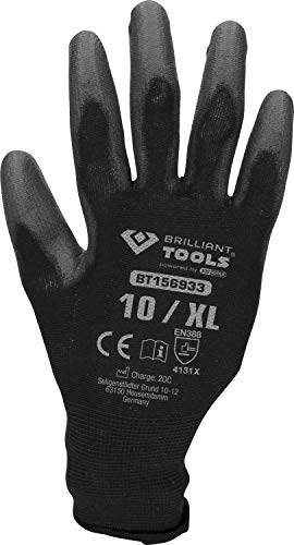 BRILLIANT TOOLS BT156933 Mikro-Feinstrickhandschuhe, Größe 10 / XL [Powered by KS TOOLS], Schwarz von BRILLIANT TOOLS