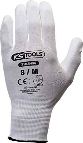 KS Tools 310.0496 Mikro-Feinstrickhandschuhe-weiß, 8, 12 Paar von KS Tools