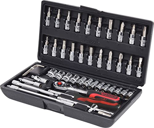 KS Tools 918.0648 1/4 Zoll CHROMEplus Steckschlüssel-Satz | inklusive Umschaltknarre, 45-Zahn | hochglanz verchromt | 48-tlg. von BRILLIANT TOOLS