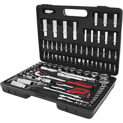 KS Tools 918.0796 1/4 Zoll + 1/2 Zoll CHROMEplus Steckschlüssel-Satz | mit 2 Umschaltknarren, 45-Zahn | hochglanz verchromt | 96-tlg. von BRILLIANT TOOLS