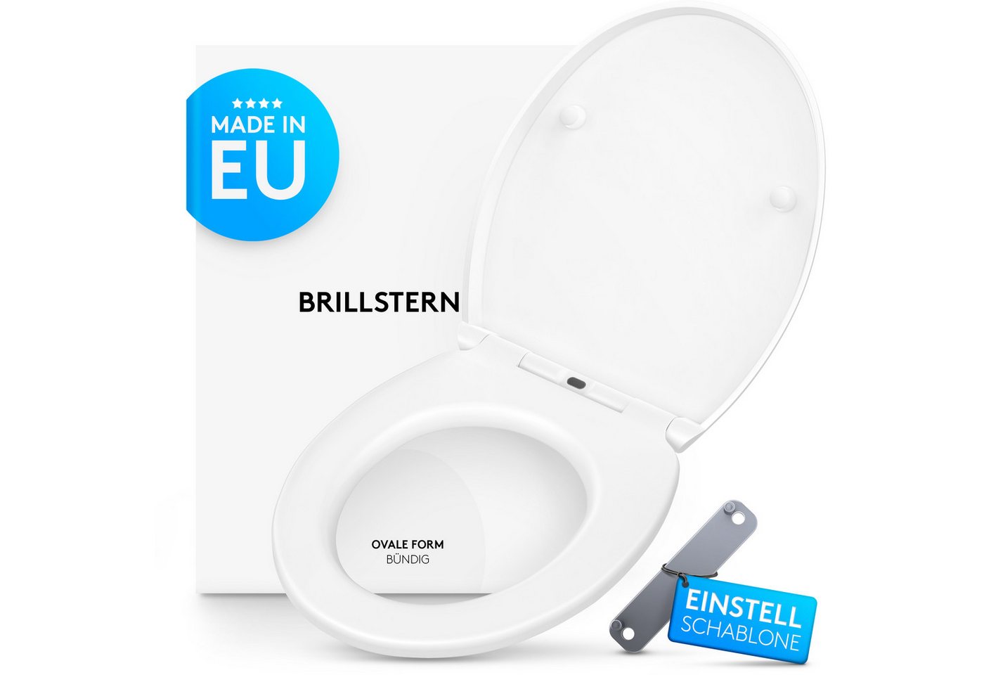 BRILLSTERN WC-Sitz BRILLSTERN - Toilettendeckel Absenkautomatik Oval I 43,7cm X 36,2cm von BRILLSTERN
