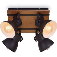 Brilo - Deckenleuchte Spotleuchte vintage 4xE27 40W Holz Metall Matt Schwarz ner von BRILO