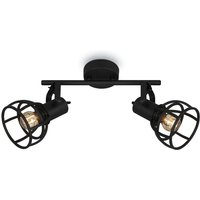 Brilo - Deckenleuchte retro verstellbar Gitterschirm 2xE14 25W Stahl Schwarz ner von BRILO