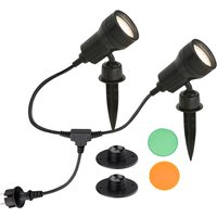 Briloner - led Doppel-Außenstrahler leuchten terra, 3 w, 250 lm, IP44, schwarz, Kunststoff, inkl., x GU10, 10 x 19,5 cm von Briloner