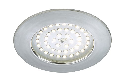 BRILONER - 1x LED Einbaustrahler 230V IP44, Bad Deckenspots, LED Spots, Einbauspots LED, Einbauleuchten Decke, Feuchtraumleuchte LED, 85mm, Warmweißes Licht, Aluminiumfarbig, 100x33 mm (DxH) von BRILONER