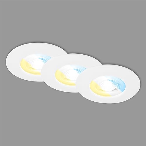 BRILONER – 3er Set LED Einbaustrahler 230V, LED Strahler Badezimmer IP44, Deckenstrahler, LED Spots, Deckenspots, Lichtfarbe einstellbar, Weiß von BRILONER