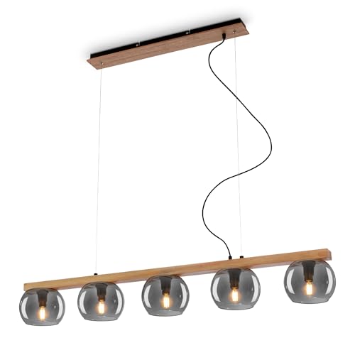 BRILONER – 5-flammige Pendelleuchte, Rauchglas, Deckenlampe, Deckenleuchte, Lampe, Wohnzimmerlampe, Lampenschirm aus Rauchglas, Hängelampe, Kronleuchter, Schlafzimmerlampe, Schwarz-Holz BRILONER – 5-flammige Pendelleuchte, Rauchglas, Deckenlampe, Deckenleuchte, Lampe, Wohnzimmerlampe, Lampenschirm aus Rauchglas, Hängelampe, Kronleuchter, Schlafzimmerlampe, Schwarz-Holz von BRILONER