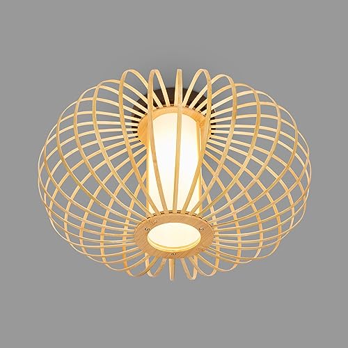 BRILONER – Bambus Deckenlampe für das Wohnzimmer, Deckenleuchte Holz, Lampe Wohnzimmer, Wohnzimmerlampe, Boho, Schlafzimmer Deko, E27 Fassung, 40 cm von BRILONER