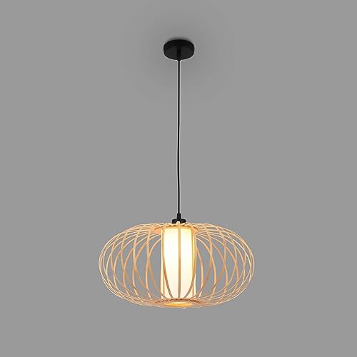 BRILONER – Bambus Pendelleuchte, Deckenlampe für das Wohnzimmer, Deckenleuchte Holz, Lampe Wohnzimmer, Wohnzimmerlampe, Boho, E27 Fassung, 40 cm von BRILONER