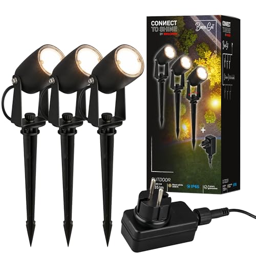 BRILONER - Connect to Shine 12V Gartensystem 3er Set LED Strahler mit Erdspieß, Basisset mit Trafo, IP65, warmweißes Licht, Gartenbeleuchtung, LED Gartenstrahler, 25,5x4 cm, Schwarz BRILONER - Connect to Shine 12V Gartensystem 3er Set LED Strahler mit Erdspieß, Basisset mit Trafo, IP65, warmweißes Licht, Gartenbeleuchtung, LED Gartenstrahler, 25,5x4 cm, Schwarz von BRILONER