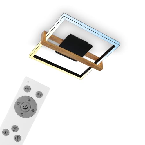 BRILONER – Dimmbare LED Deckenlampe CCT, Fernbedienung, Nachtlicht und Timer, LED Deckenleuchte, LED Lampe, Wohnzimmerlampe, Schlafzimmerlampe, Küchenlampe mit Holz BRILONER – Dimmbare LED Deckenlampe CCT, Fernbedienung, Nachtlicht und Timer, LED Deckenleuchte, LED Lampe, Wohnzimmerlampe, Schlafzimmerlampe, Küchenlampe mit Holz von BRILONER