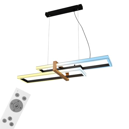 BRILONER – Dimmbare LED Pendelleuchte CCT, Fernbedienung, Nachtlicht und Timer, LED Deckenleuchte, Lampe, Wohnzimmerlampe, Hängelampe, Küchenlampe mit Holz von BRILONER