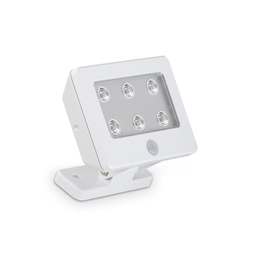BRILONER - LED Außenlampe mit Bewegungsmelder, ohne Stromanschluss, IP54, kaltweißes Licht, Außenleuchte, Wandleuchte aussen, LED Strahler außen, Außenbeleuchtung, Außenwandleuchten, Weiß von BRILONER