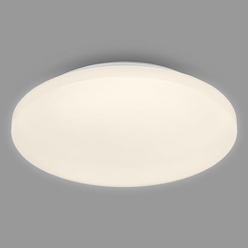 BRILONER - LED Deckenlampe, LED Deckenleuchte Bad IP44, Badezimmerlampe, warmweißes Licht, Ø275 mm, Weiß von BRILONER