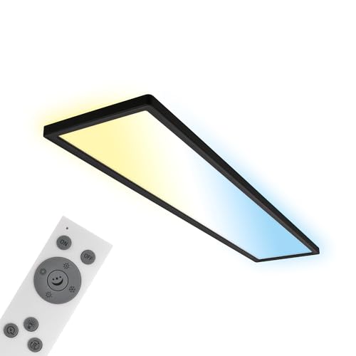 BRILONER - LED Deckenlampe 98cm mit indirektem Licht, flach, dimmbar, CCT, Lampe, Deckenleuchte, Wohnzimmerlampe, LED Panel, Küchenlampe, Schlafzimmerlampe, Flur, 98x20x3 cm, Schwarz BRILONER - LED Deckenlampe 98cm mit indirektem Licht, flach, dimmbar, CCT, Lampe, Deckenleuchte, Wohnzimmerlampe, LED Panel, Küchenlampe, Schlafzimmerlampe, Flur, 98x20x3 cm, Schwarz von BRILONER