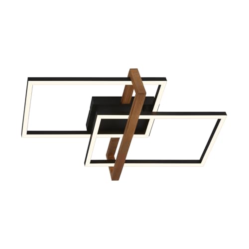 BRILONER - LED Deckenlampe Frame, LED Deckenleuchte mit warmweißer Lichtfarbe, 34W Lampe mit Holzrahmen, Wohnzimmerlampe, Schlafzimmerlampe, 505x315x110 mm (LxBxH), Schwarz-Holz von BRILONER