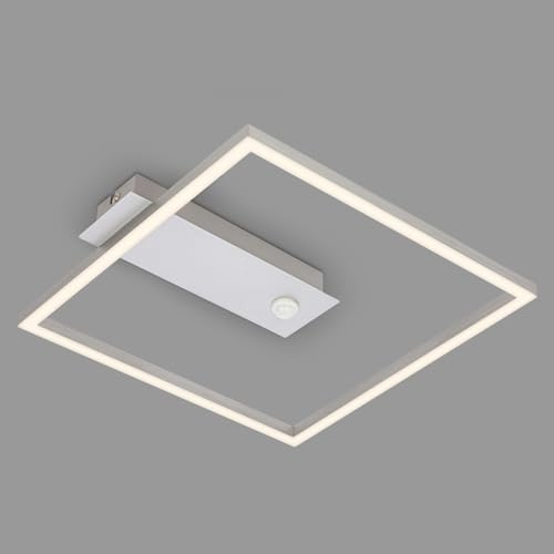 BRILONER - LED Deckenlampe Frame, LED Deckenleuchte mit warmweißer Lichtfarbe, Lampe mit Sensor, Wohnzimmerlampe, Schlafzimmerlampe, 320x300x50 mm (LxBxH), Aluminiumfarbig von BRILONER