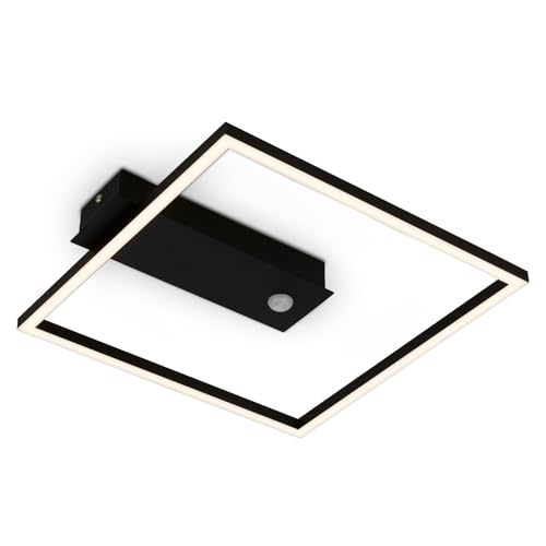 BRILONER - LED Deckenlampe Frame, LED Deckenleuchte mit warmweißer Lichtfarbe, Lampe mit Sensor, Wohnzimmerlampe, Schlafzimmerlampe, 320x300x50 mm (LxBxH), Schwarz von BRILONER