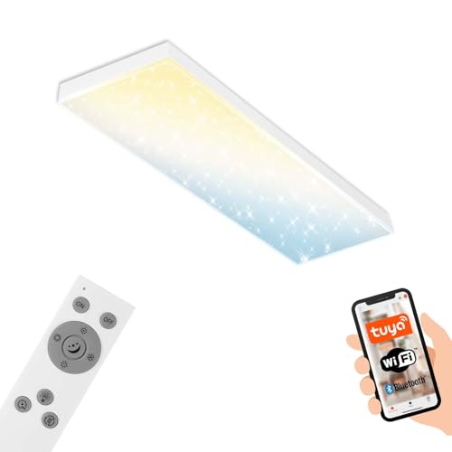 BRILONER - LED Deckenlampe flach Smart Home, funktioniert mit Alexa, Fernbedienung, Lampe, Deckenleuchte, LED Panel, Wohnzimmerlampe, Schlafzimmerlampe, 100x25x7,8 cm, Weiß BRILONER - LED Deckenlampe flach Smart Home, funktioniert mit Alexa, Fernbedienung, Lampe, Deckenleuchte, LED Panel, Wohnzimmerlampe, Schlafzimmerlampe, 100x25x7,8 cm, Weiß von BRILONER