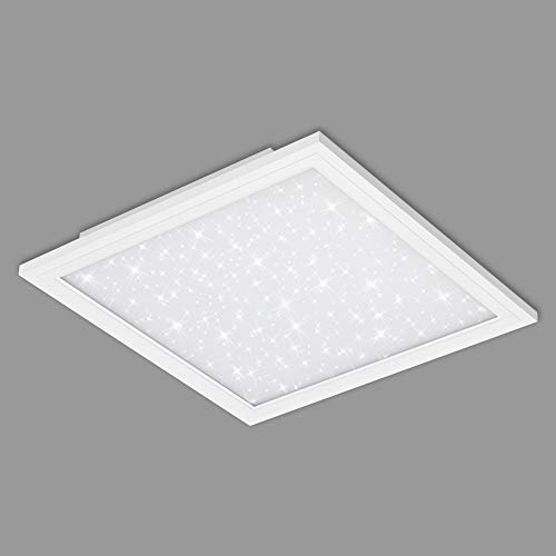 BRILONER - LED Deckenlampe mit Sternenhimmel, flach, neutralweiße Lichtfarbe, LED Lampe, LED Deckenleuchte, Wohnzimmerlampe, LED Panel, Küchenlampe, Deckenbeleuchtung, 59,5x59,5x6 cm, Weiß von BRILONER