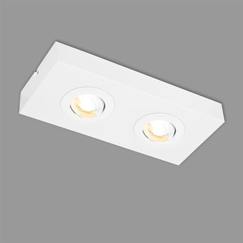 BRILONER – LED Deckenlampe mit einstellbarer Lichtfarbe, LED Deckenleuchte Schwenkbar, LED Lampe, Unterbauleuchte Küche, Wohnzimmerlampe, LED Aufbauleuchte, Weiß 2er von Briloner Leuchten