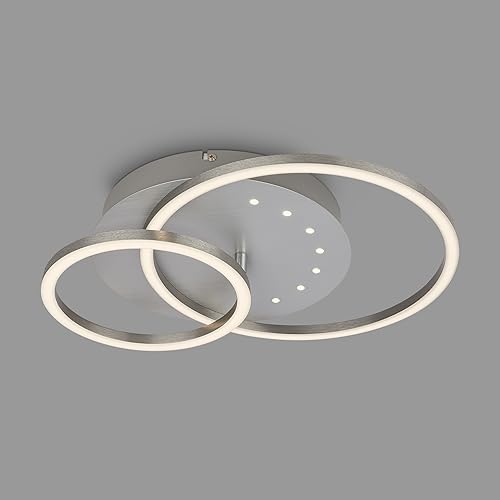 BRILONER - LED Deckenlampe mit kleinen LED-Dots, warmweißes Licht, Schwenkbare Deckenleuchte, LED Lampe Alufarbig, 24W Wohnzimmerlampe mit Speicherfunktion, 400x300x75 mm (LxBxH), Silber von BRILONER