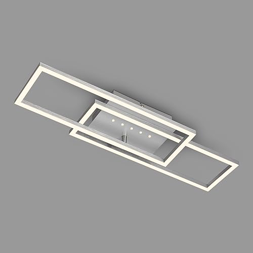 BRILONER - LED Deckenlampe mit kleinen LED-Dots, warmweißes Licht, Schwenkbare Deckenleuchte, LED Lampe Alufarbig, 28W Wohnzimmerlampe mit Speicherfunktion, 560x180x75 mm (LxBxH), Silber von BRILONER