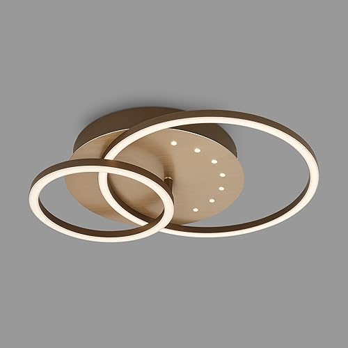 BRILONER - LED Deckenlampe mit kleinen LED-Dots, warmweißes Licht, Schwenkbare Deckenleuchte, LED Lampe Braun-Gold, 24W Wohnzimmerlampe mit Speicherfunktion, 400x300x75 mm (LxBxH) von BRILONER